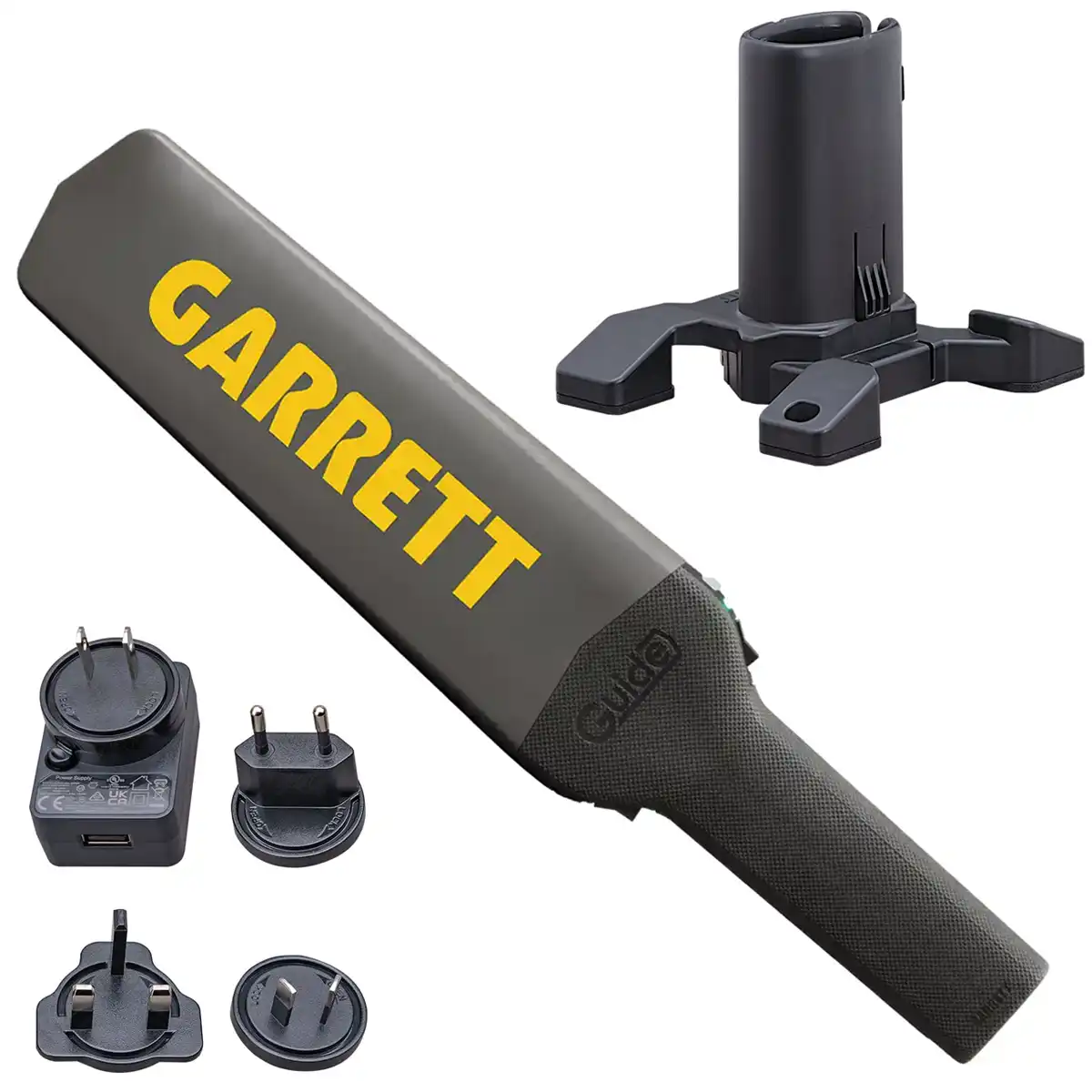 Garrett Guide Security metaaldetector handscanner met oplaadstation en stekkerset